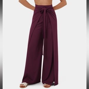 HALARA Wide Leg Pants in Burgundy